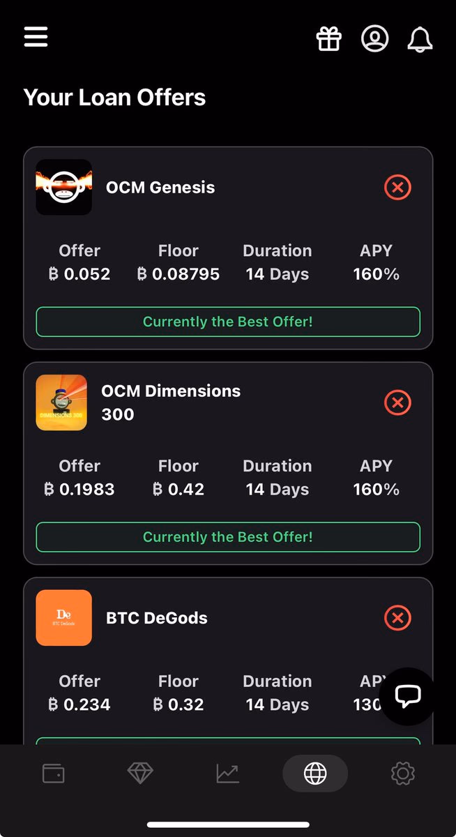 Bitcoin loan offers in the Liquidium app