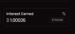 Liquidium dashboard showing one bitcoin earned in interest